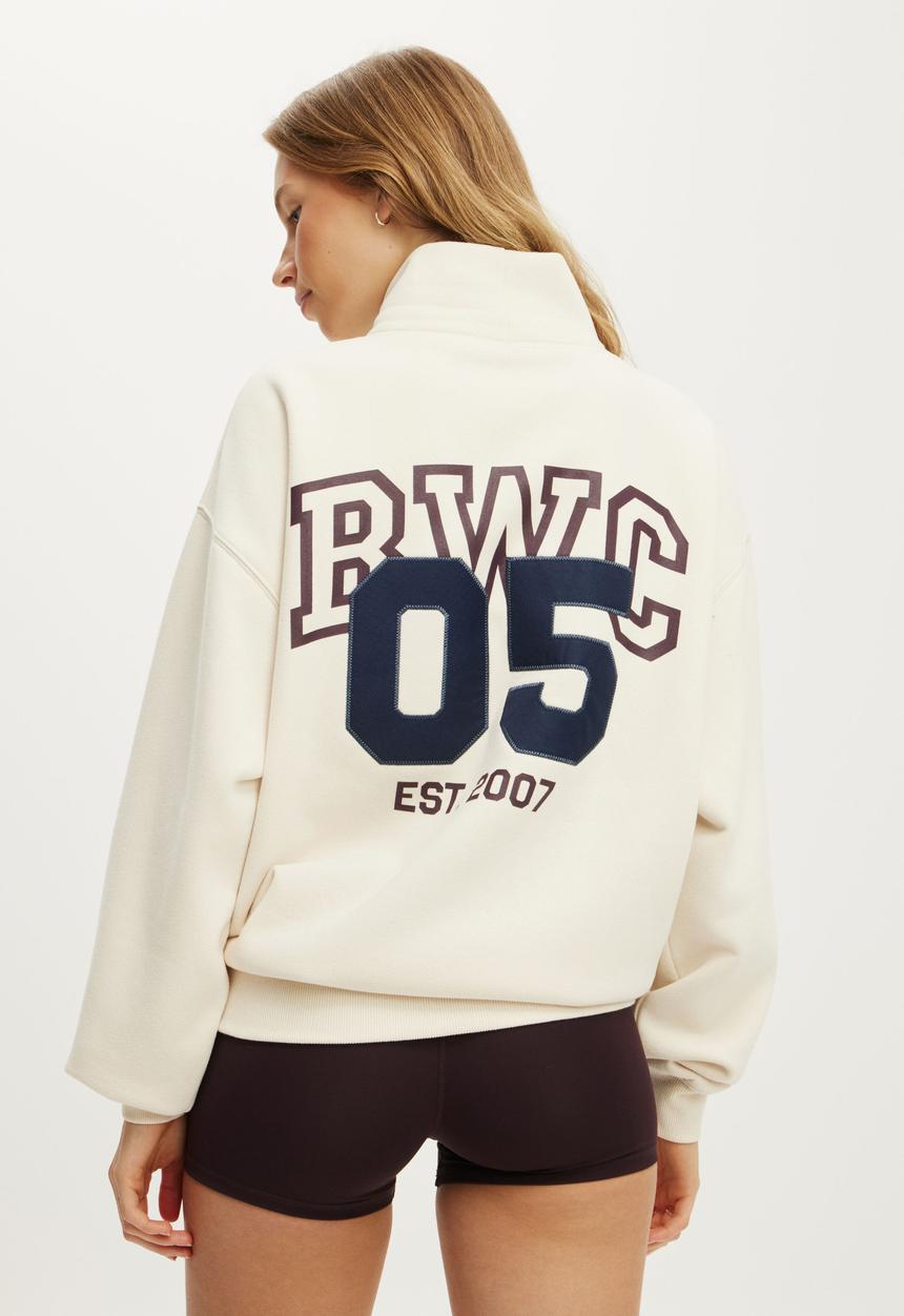 Cotton On - Plush Funnel Neck Sweatshirt - Coconut Milk/Bwc