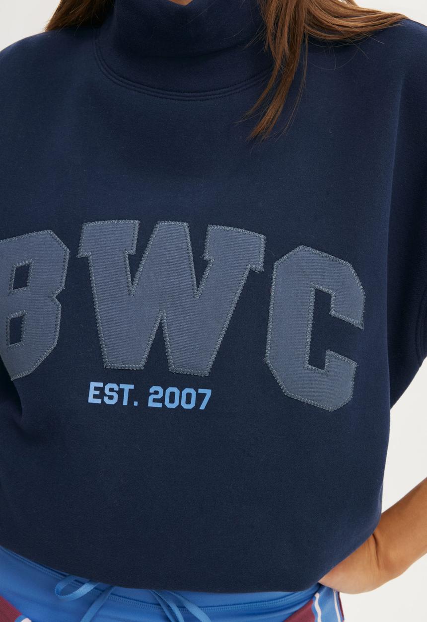 Cotton On - Plush Funnel Neck Sweatshirt - Prep Sport Navy/Bwc