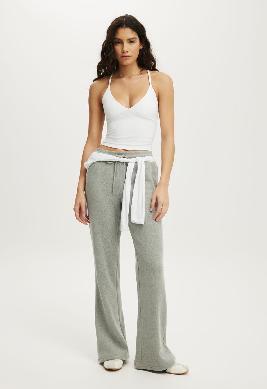 Cotton On - Plush Bootleg Sweatpant - Mid Grey Marle