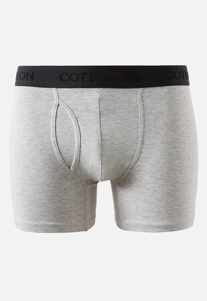 Cotton On - 3 Pack Mens Organic Cotton Boxer Brief - Black/Light Grey Marle/White