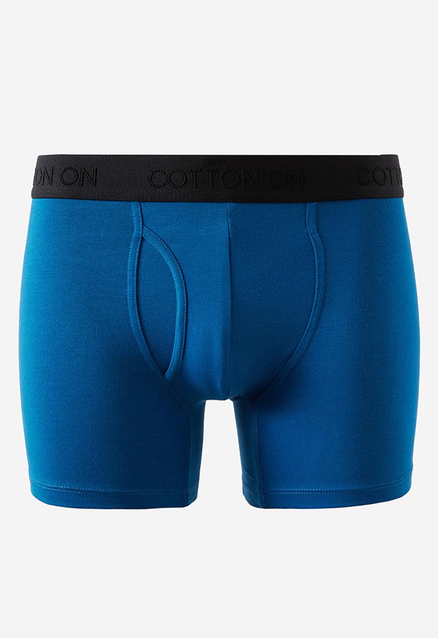 Cotton On - 3 pack mens organic cotton boxer brief-light grey marle/rave blue/whit