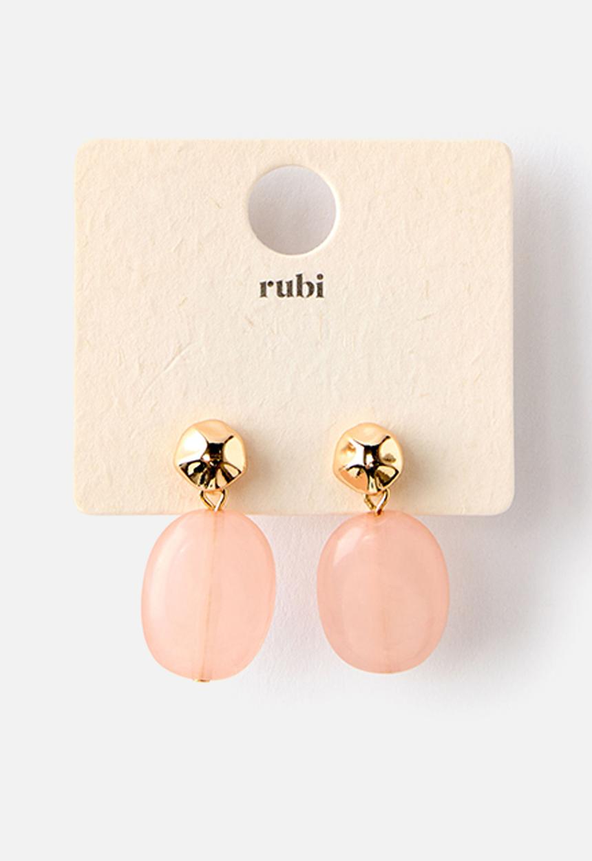 Rubi - Mid Charm Earring - Up Gold Molten Pink Stone