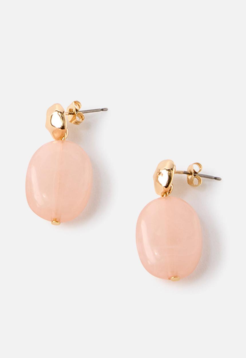 Rubi - Mid Charm Earring - Up Gold Molten Pink Stone