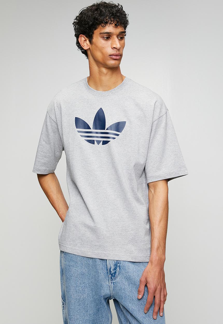adidas Originals - Trefoil    Tee  - Grey Heather/Indigo Blue