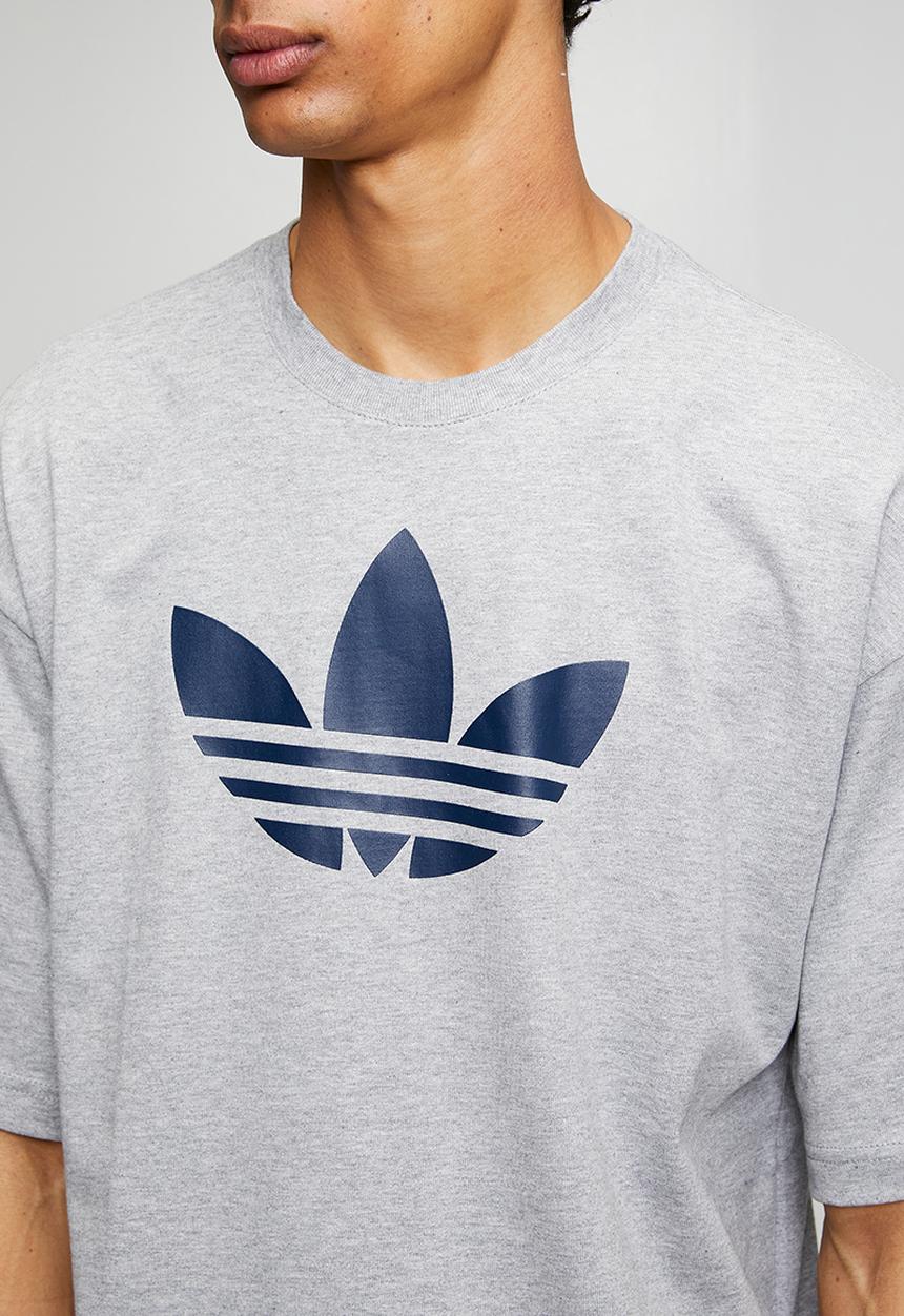 adidas Originals - Trefoil    Tee  - Grey Heather/Indigo Blue