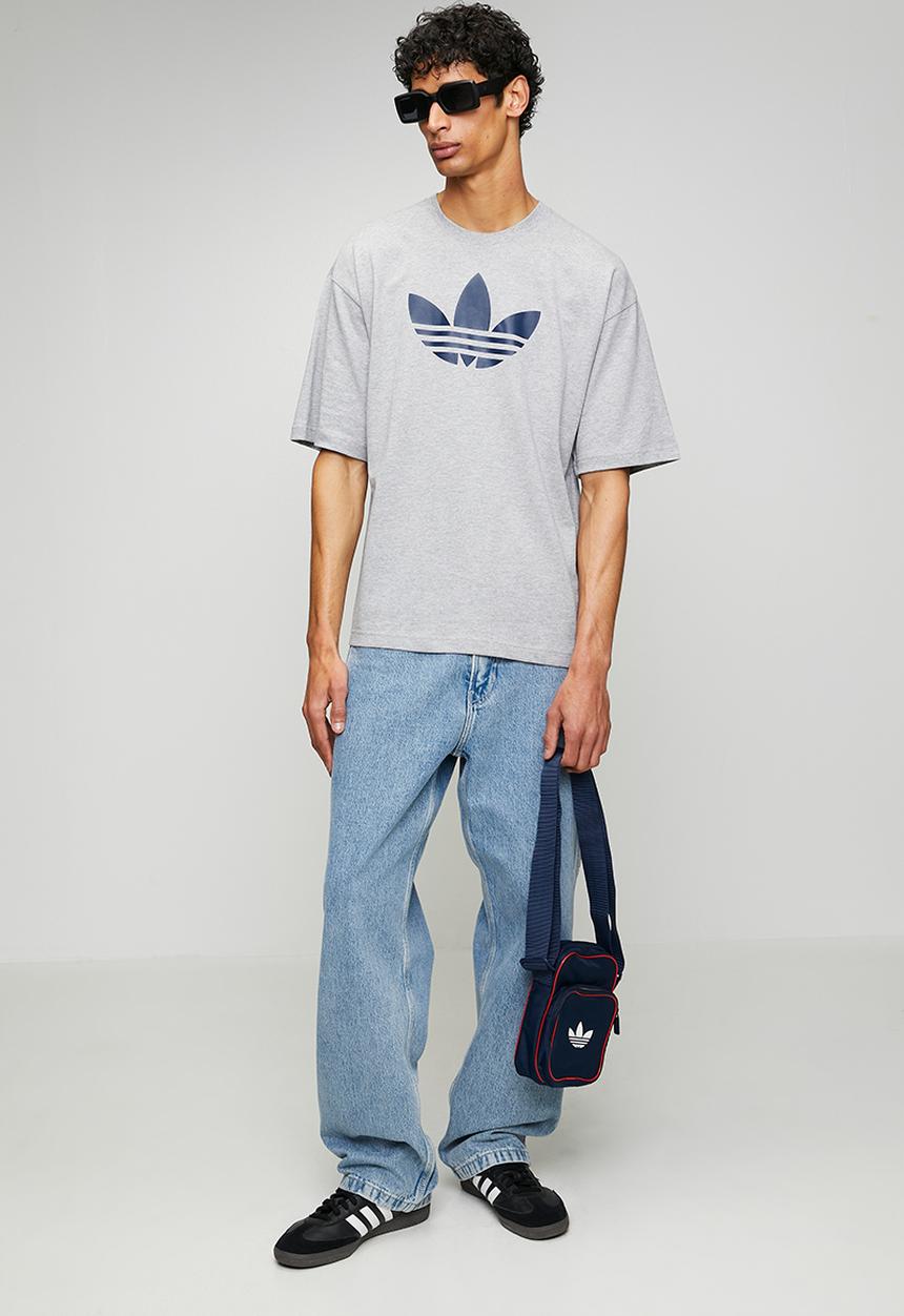 adidas Originals - Trefoil    Tee  - Grey Heather/Indigo Blue