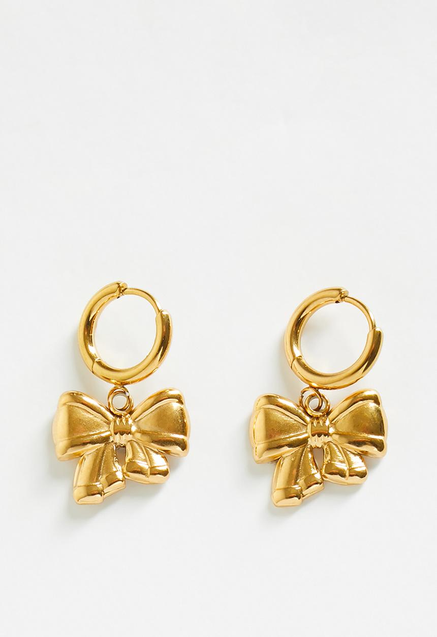 Zoe on Trend - Hoop and bowtie drop earrings - gold