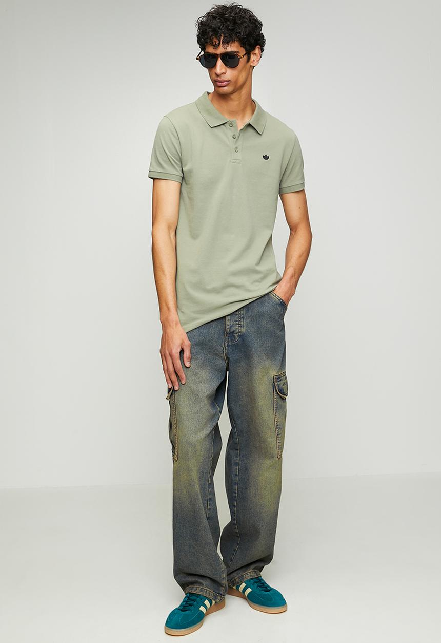 adidas Originals - ESSENTIAL POLO SF  - SILVER PEBBLE/BLACK