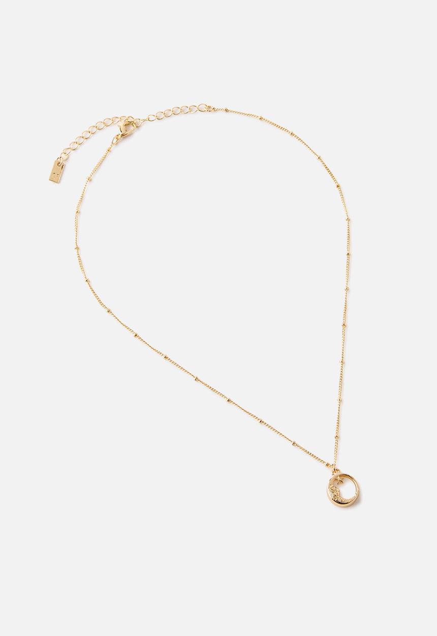 Rubi - Pendant Necklace - Up Gold Pearlescent Moon