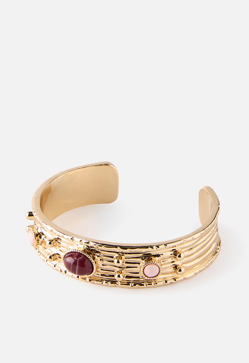 Rubi - Single Bracelet - Up Gold Pink Plum Multi Stone Cuff