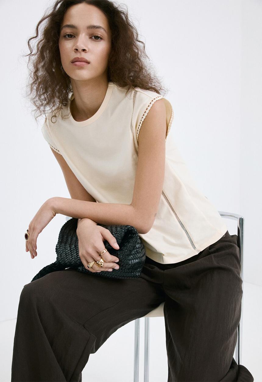 MANGO - T-shirt marea - natural white