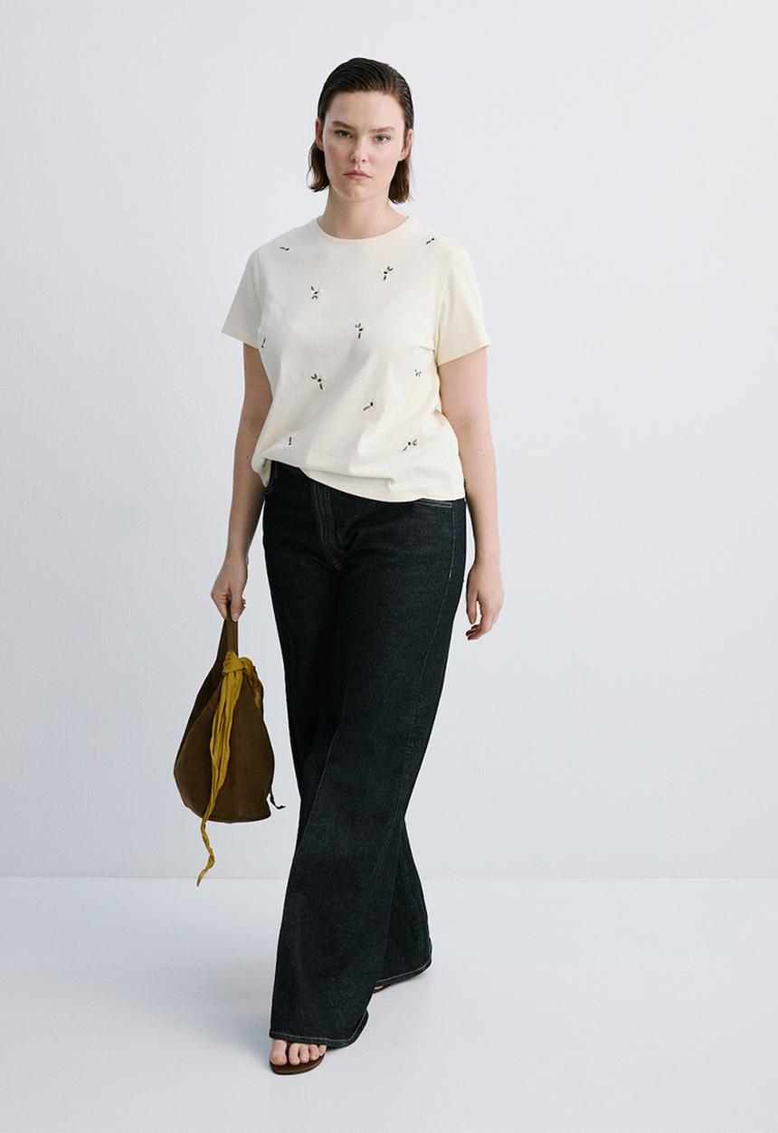 MANGO - T-shirt flowi - light/pastel yellow