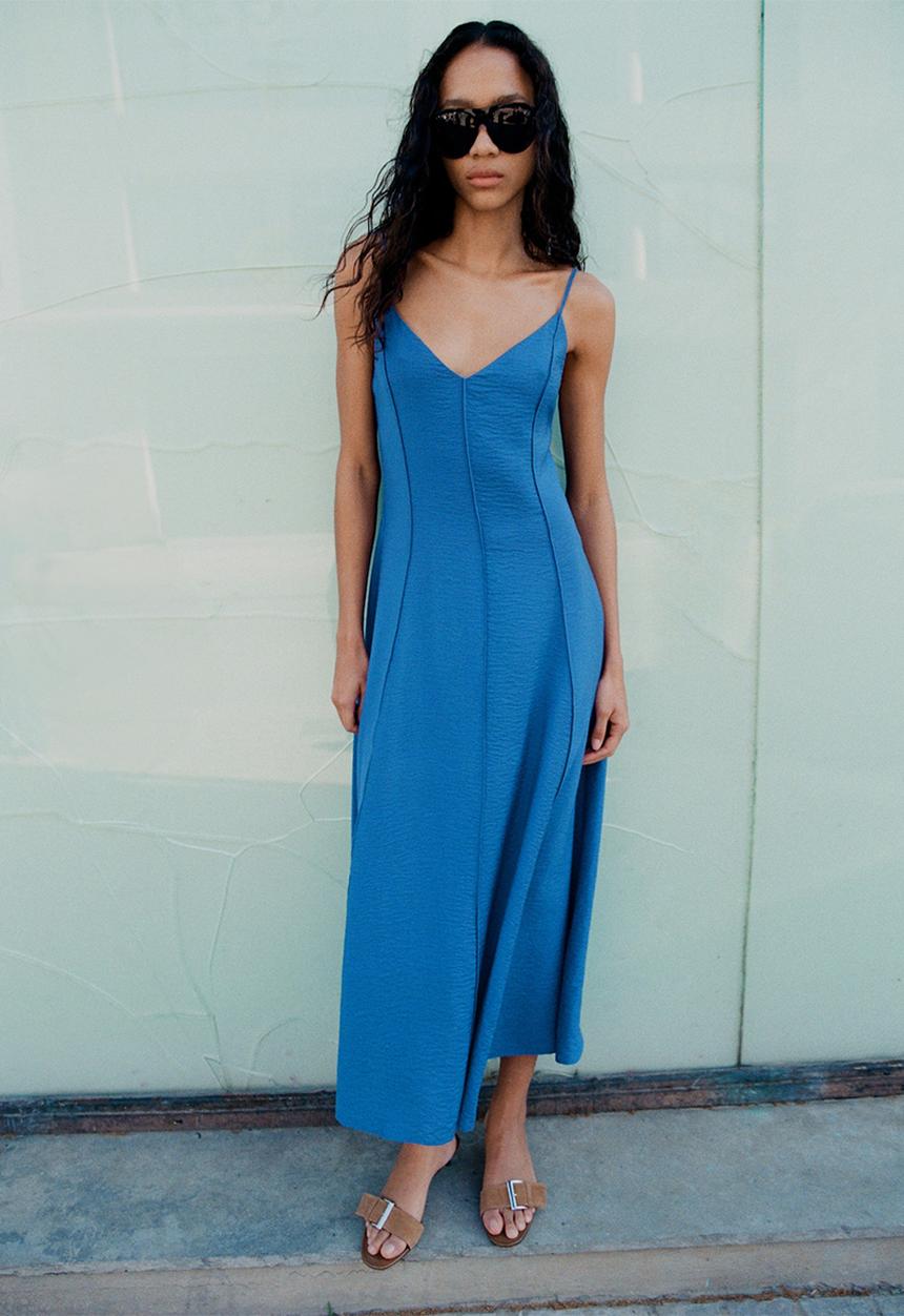 MANGO - Dress spring - medium blue