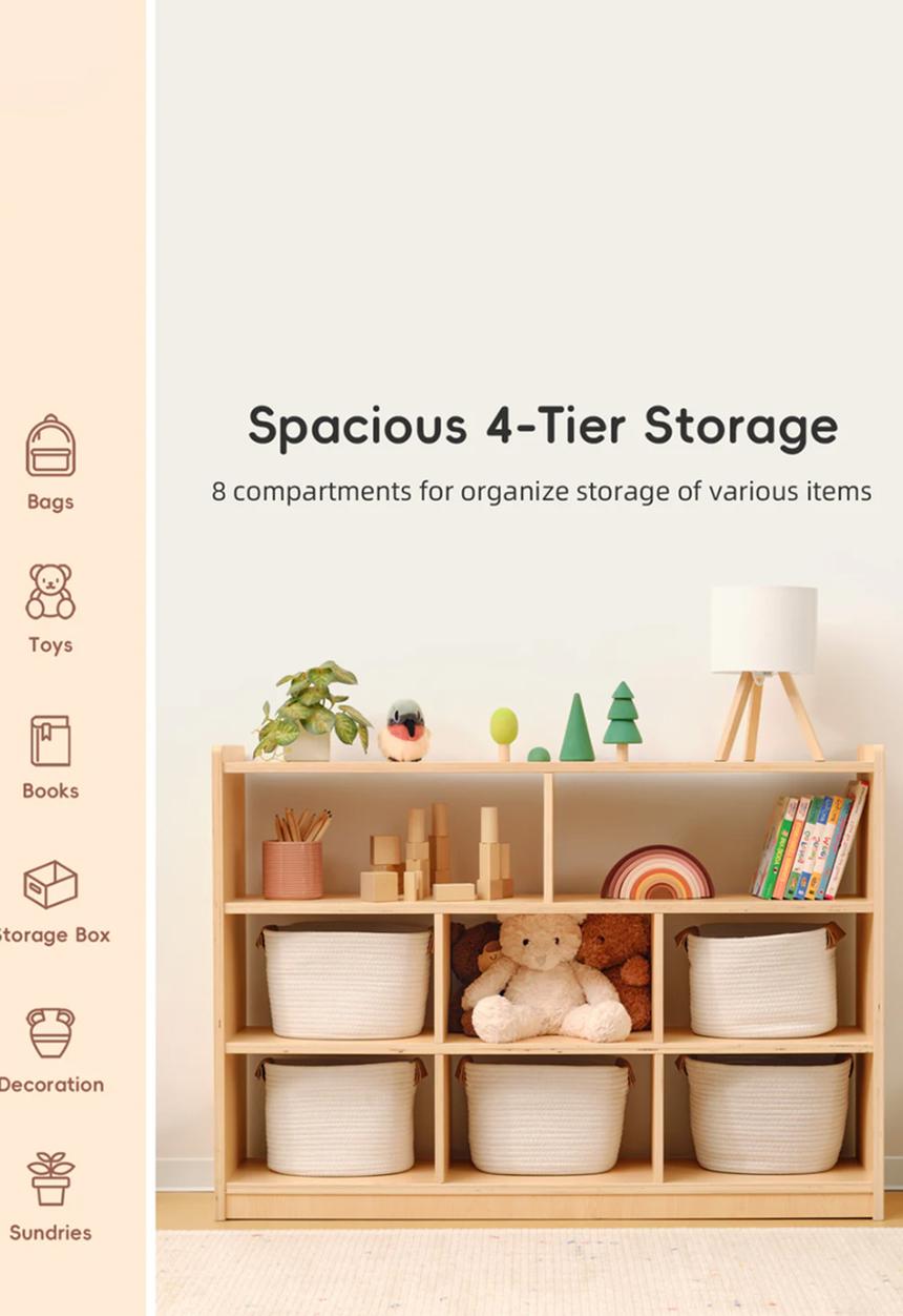 Greenbean Learning - Wooden Shelf and Toy Storage for Kids Room: Open Plywood - neutral
