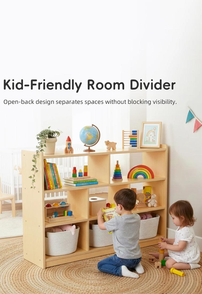 Greenbean Learning - Wooden Shelf and Toy Storage for Kids Room: Open Plywood - neutral