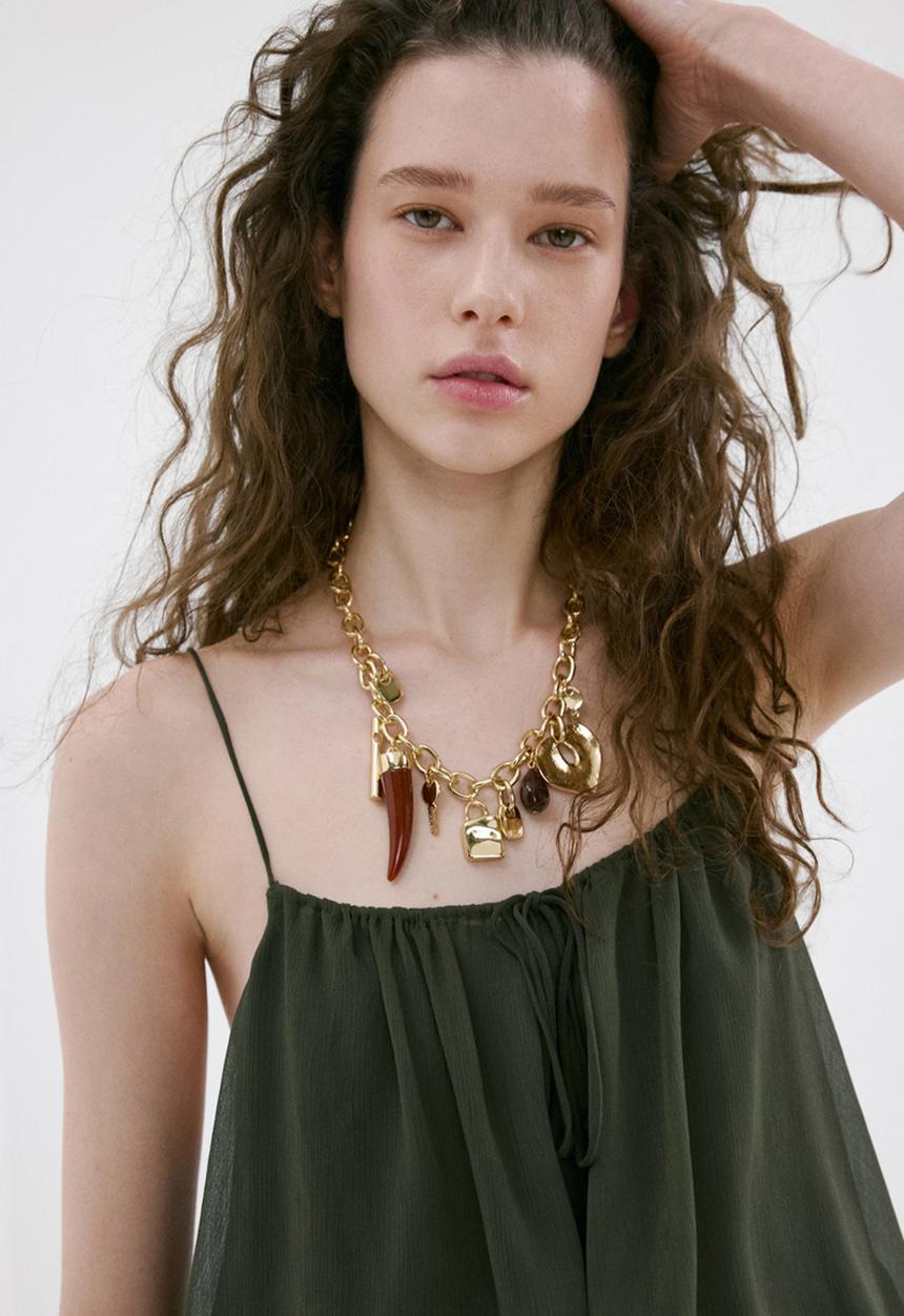 MANGO - Dress crown - green
