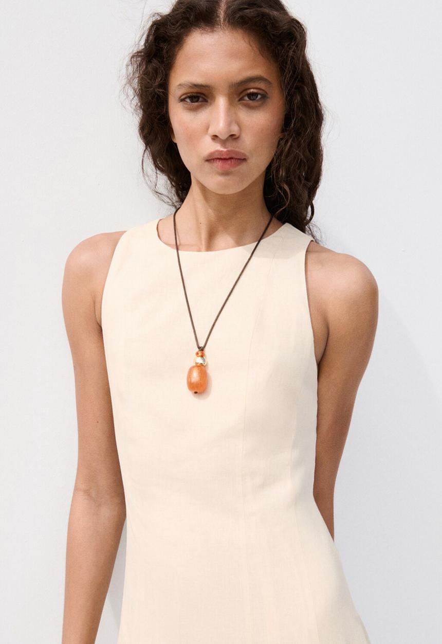 MANGO - Dress butter - light beige
