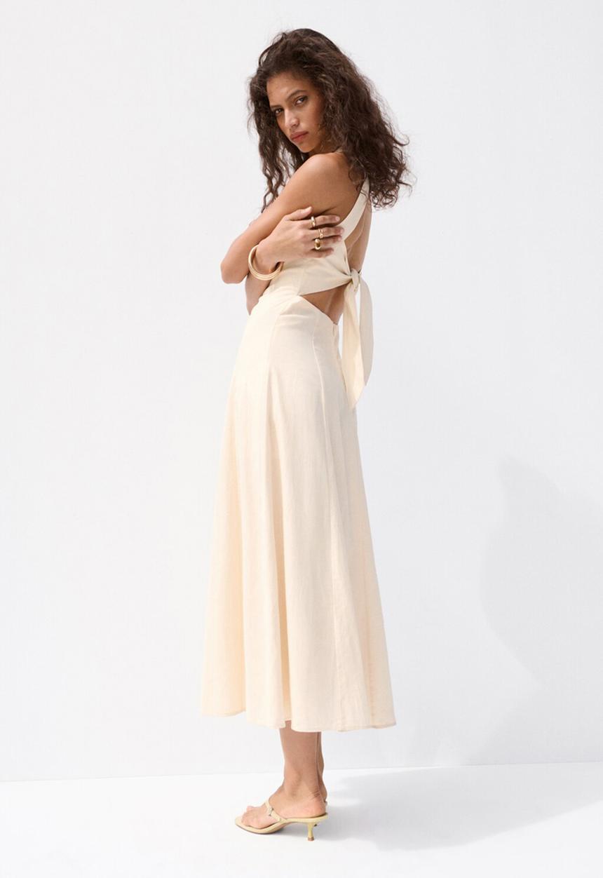 MANGO - Dress butter - light beige