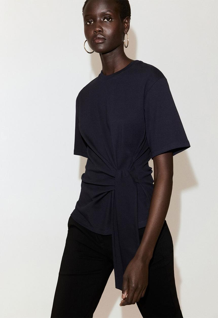 MANGO - T-shirt lazo - navy