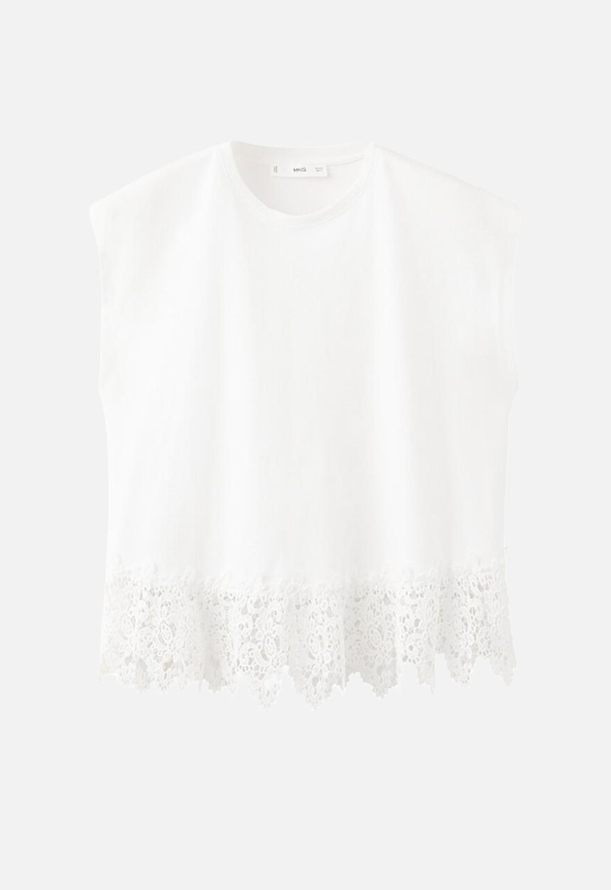 MANGO - T-shirt blonde - white