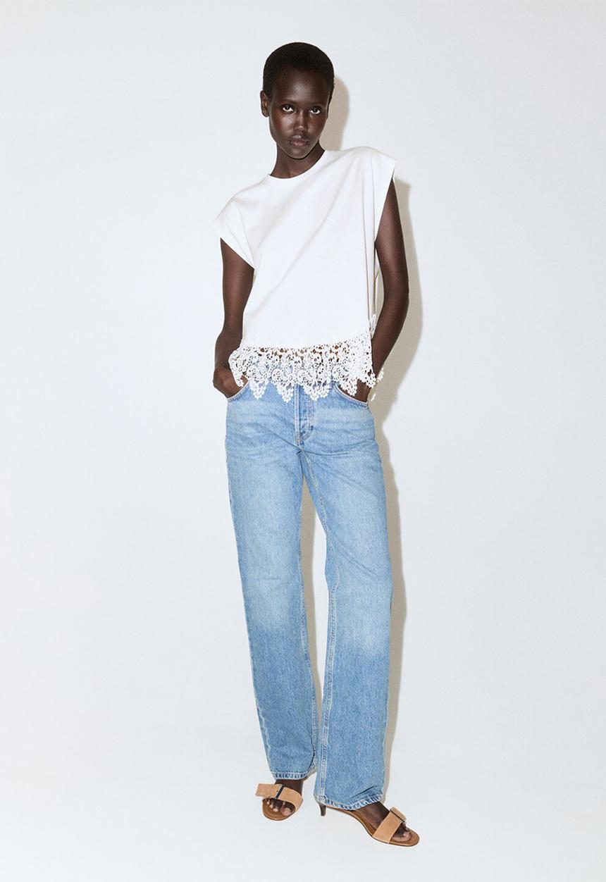 MANGO - T-shirt blonde - white