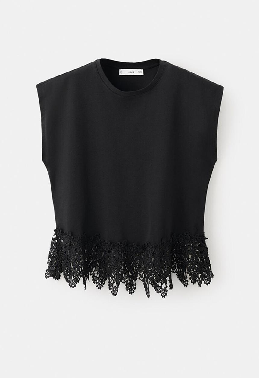 MANGO - T-shirt blonde - black