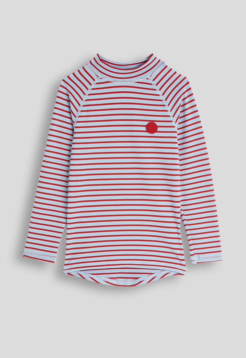 Cotton On - Flynn Rash Vest And Billy Boyleg Trunk Set - Varsity Red / Dawn Blue Stripe