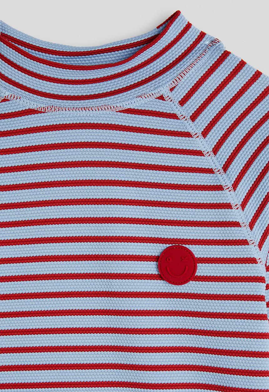 Cotton On - Flynn Rash Vest And Billy Boyleg Trunk Set - Varsity Red / Dawn Blue Stripe