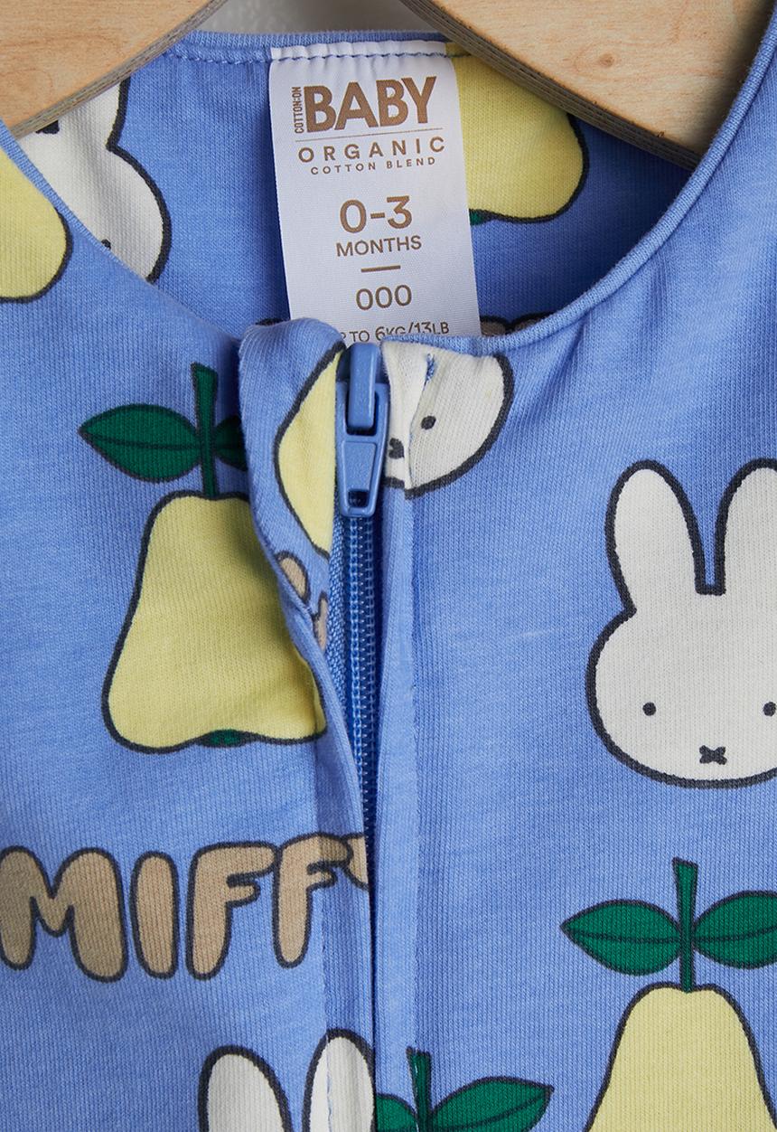 Cotton On - 2 Pack The Short Sleeve Zip Romper License - Lcn Mif Blue Bonnet/Miffy Pears & Lcn Mif Snow Marle/Miffy