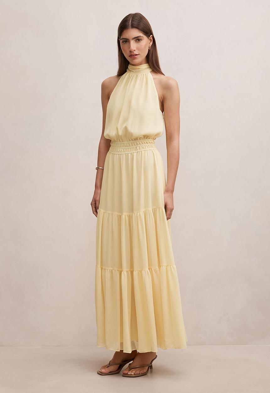 Forever New - Lauren tiered halter maxi dress - lemon