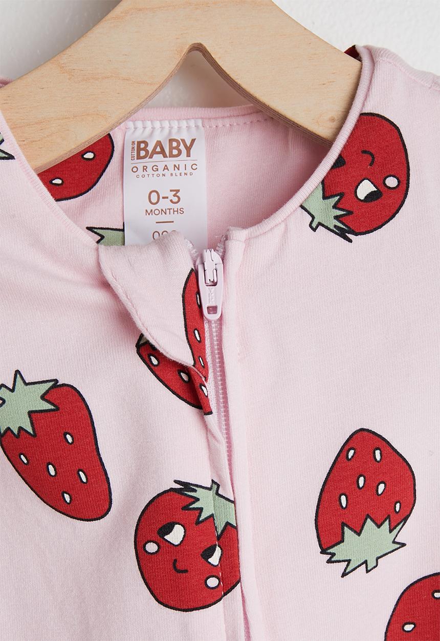 Cotton On - 2 Pack The Short Sleeve Zip Romper - Tea Party Pink/Berry Smile & Snow Marle/Mama S Mini