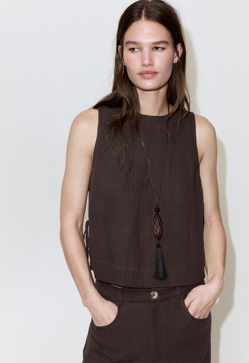 MANGO - Top calella - dark brown