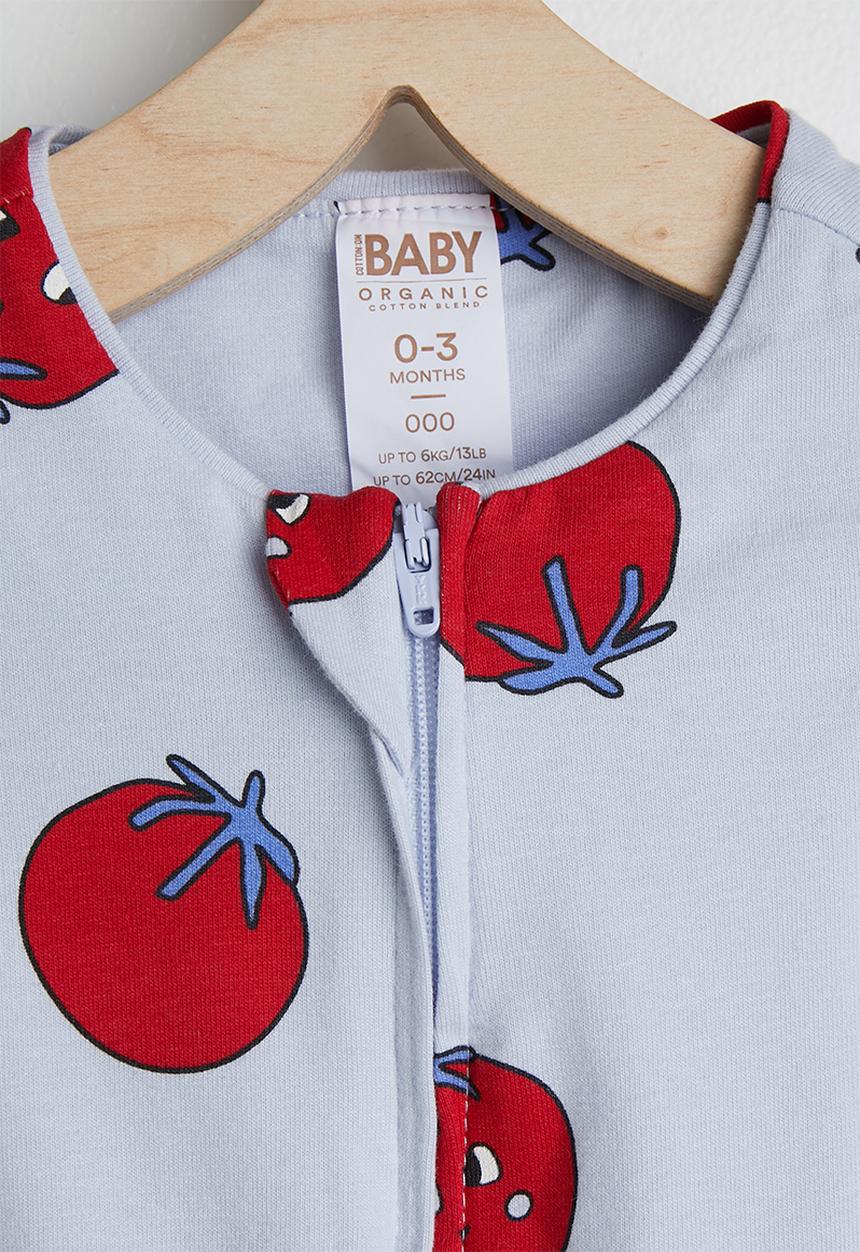 Cotton On - 2 Pack The Short Sleeve Zip Romper - Ice Blue/Tomato Smile