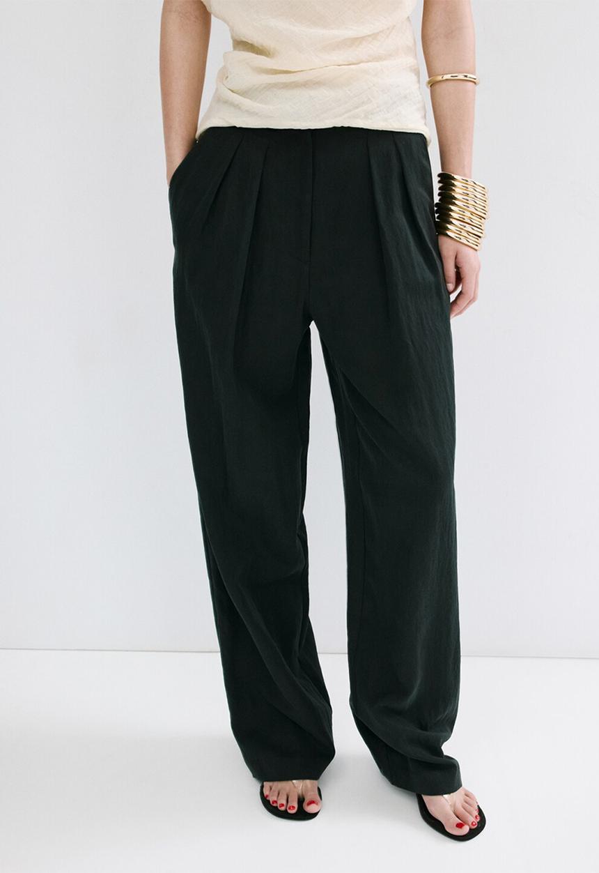 MANGO - Trousers marga - black