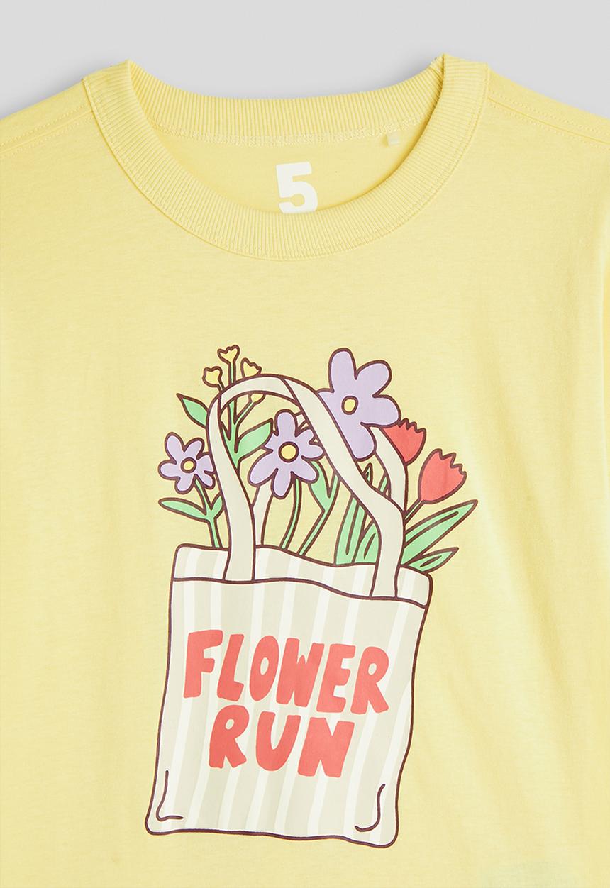 Cotton On - Poppy Oversize Graphic Print Tee - Baby Yellow/Flower run