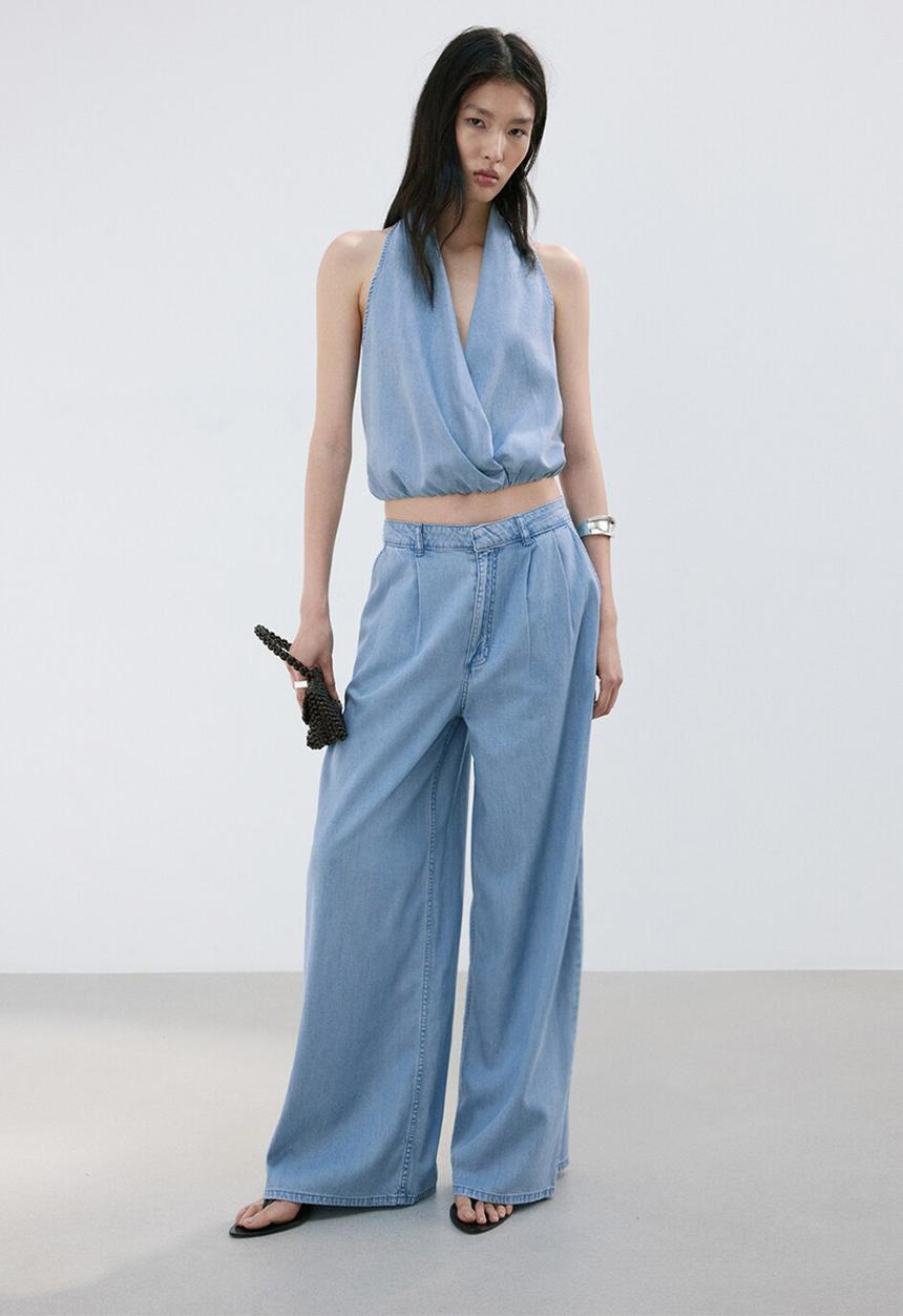 MANGO - Top ibiza - open blue