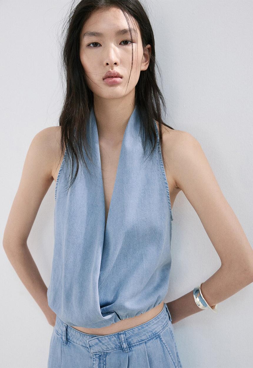 MANGO - Top ibiza - open blue