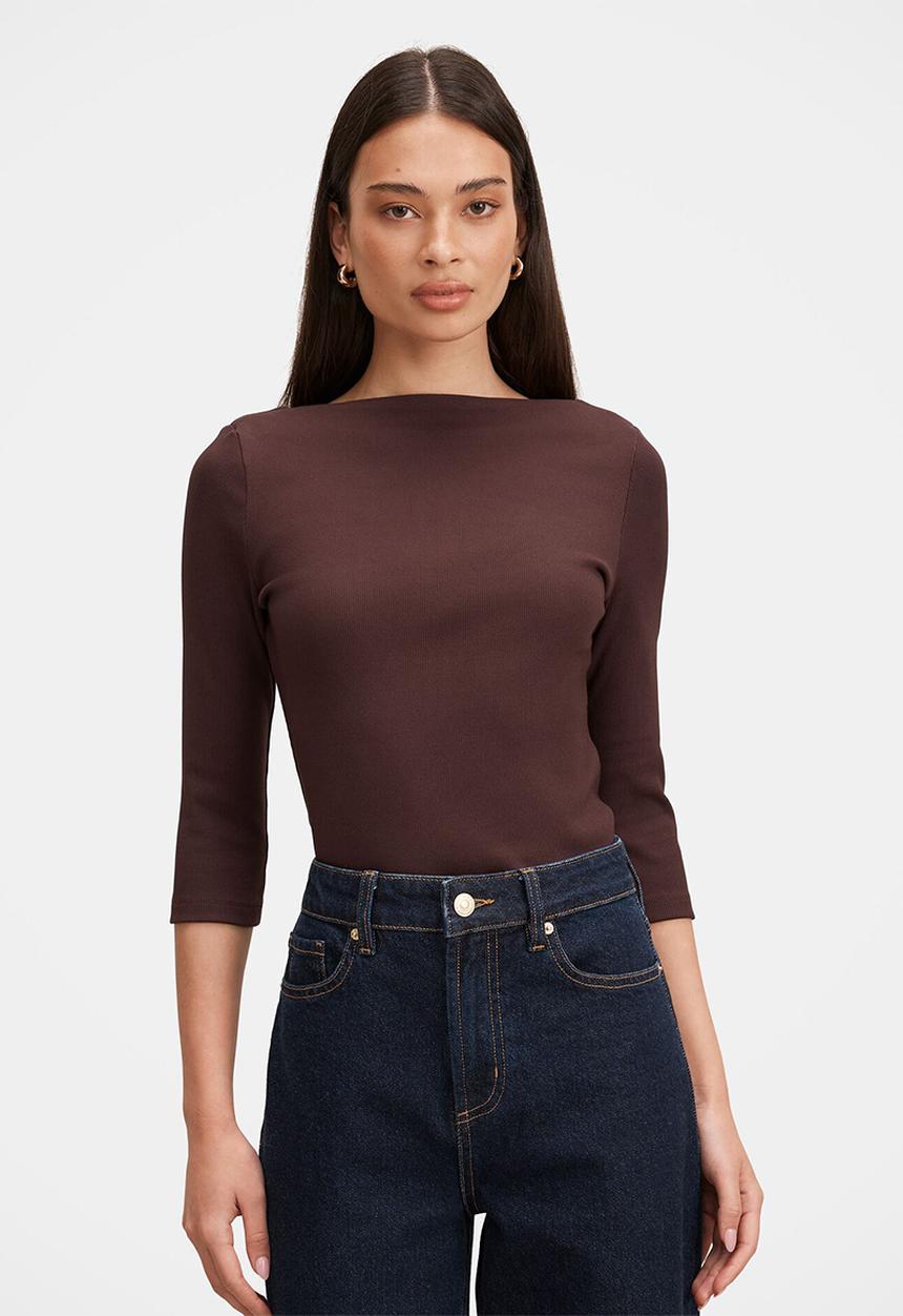 Forever New - Starlette 3/4 sleeve top in chocolate