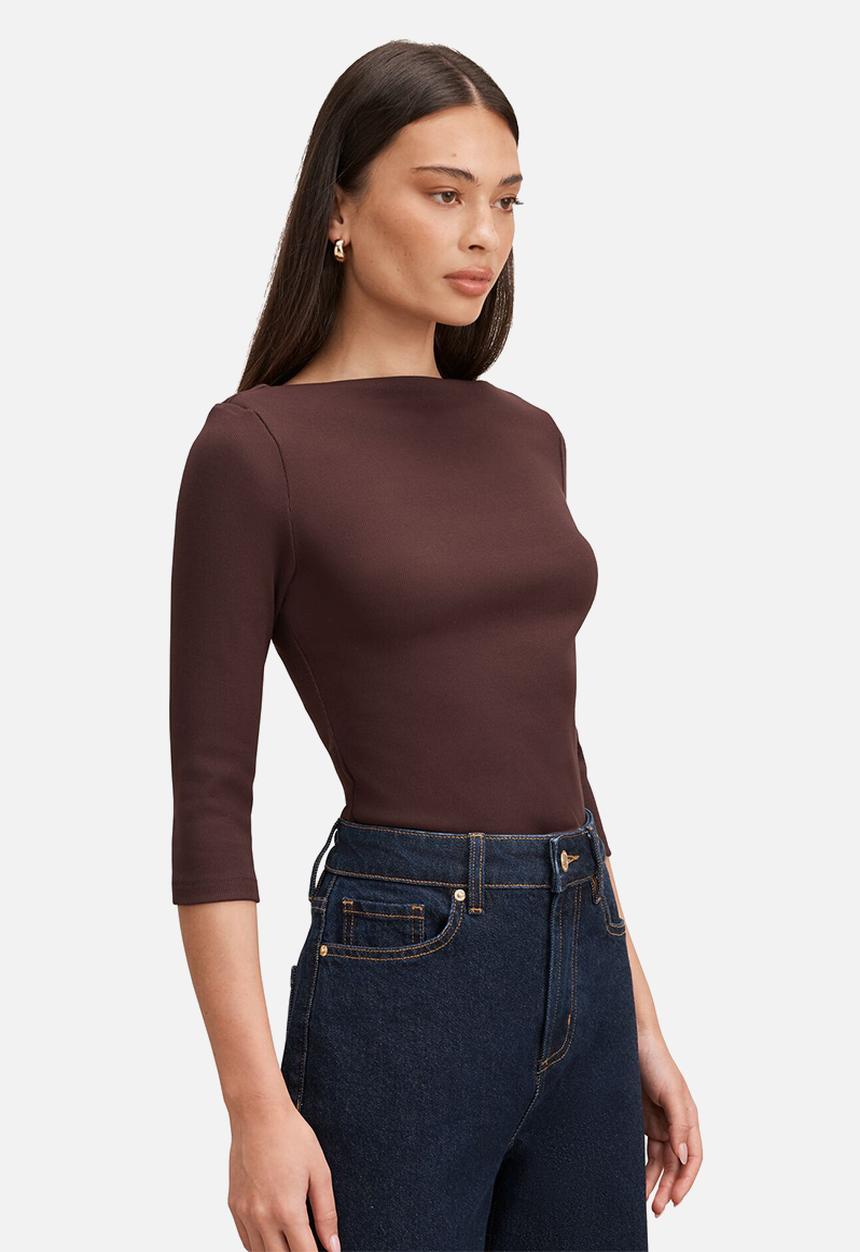 Forever New - Starlette 3/4 sleeve top in chocolate