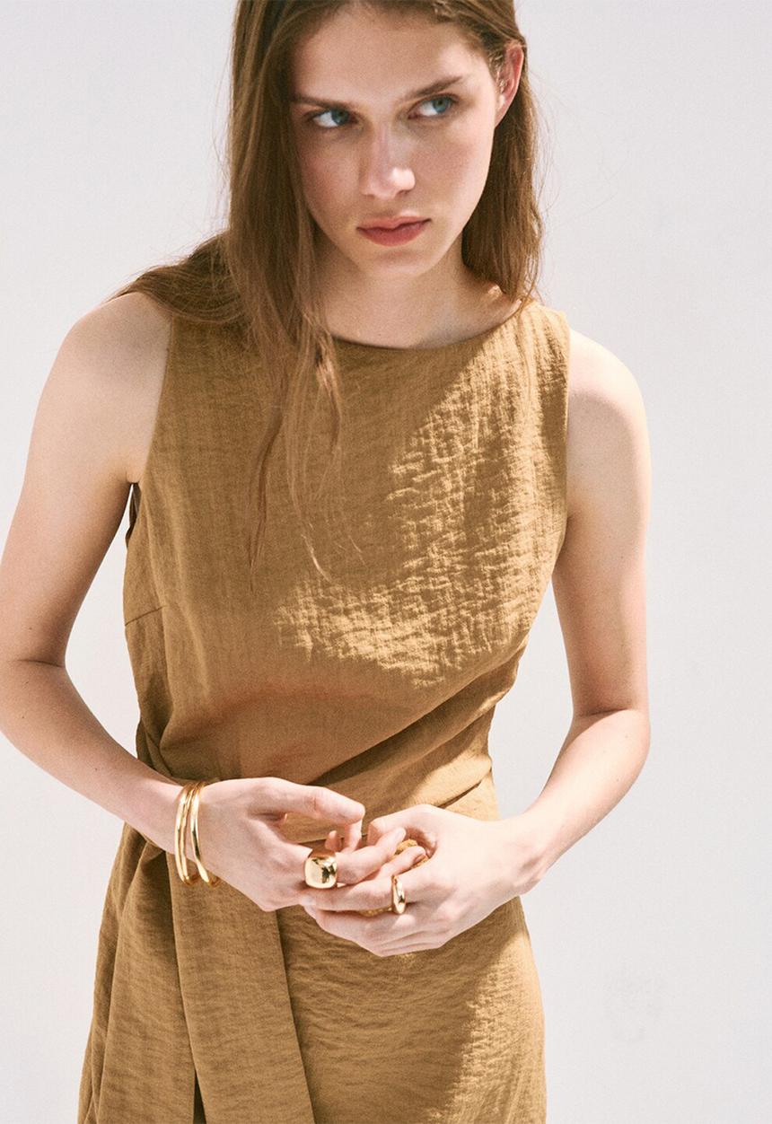 MANGO - Dress liz - medium brown