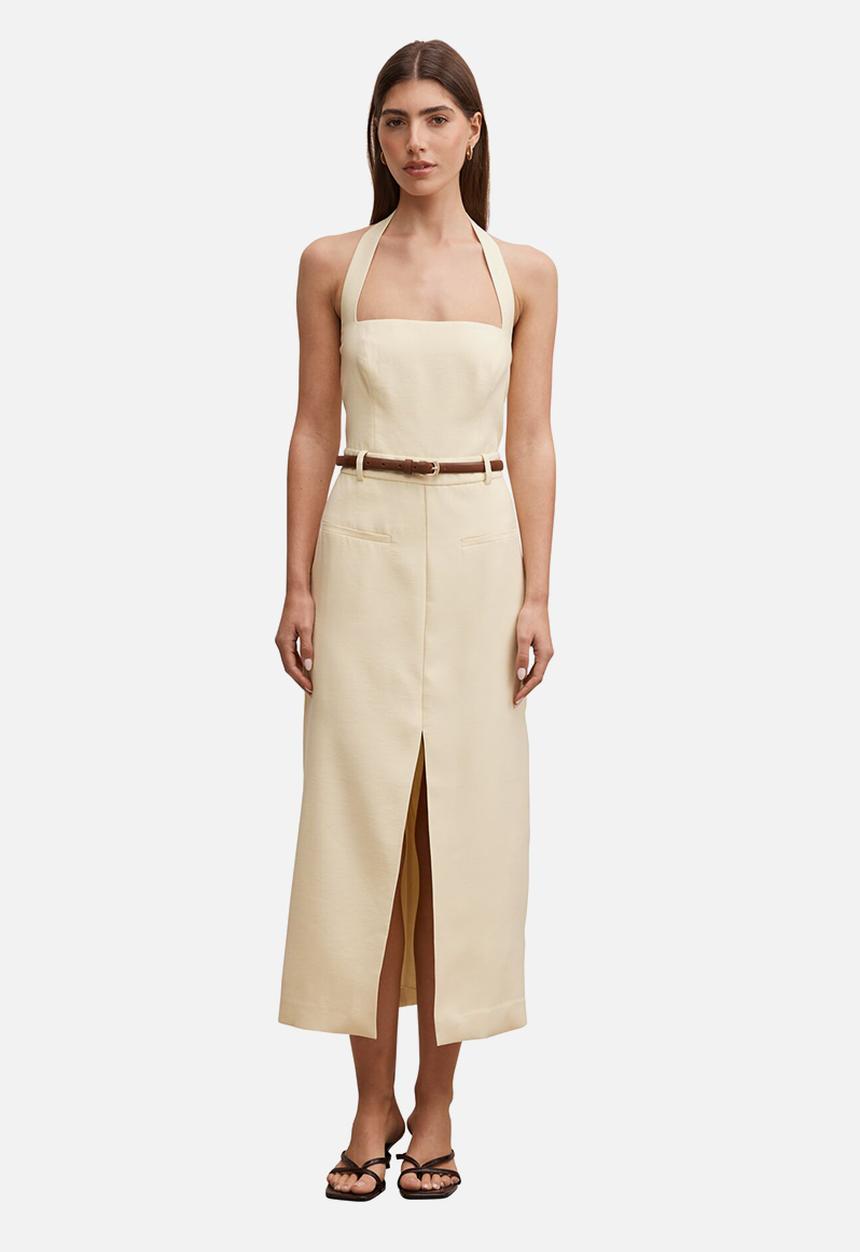 Forever New - Sara tailored column midi dress in spring daffodil