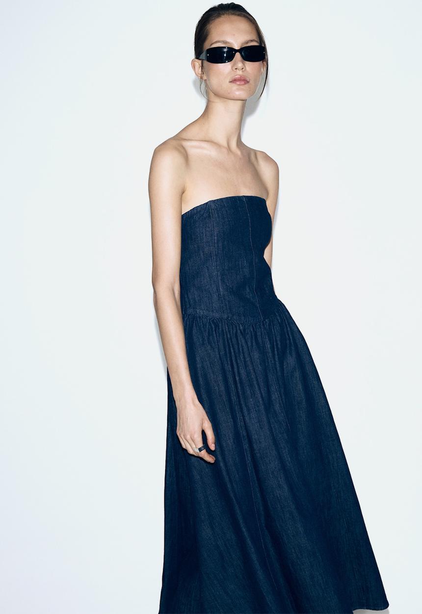 MANGO - Dress april - open blue