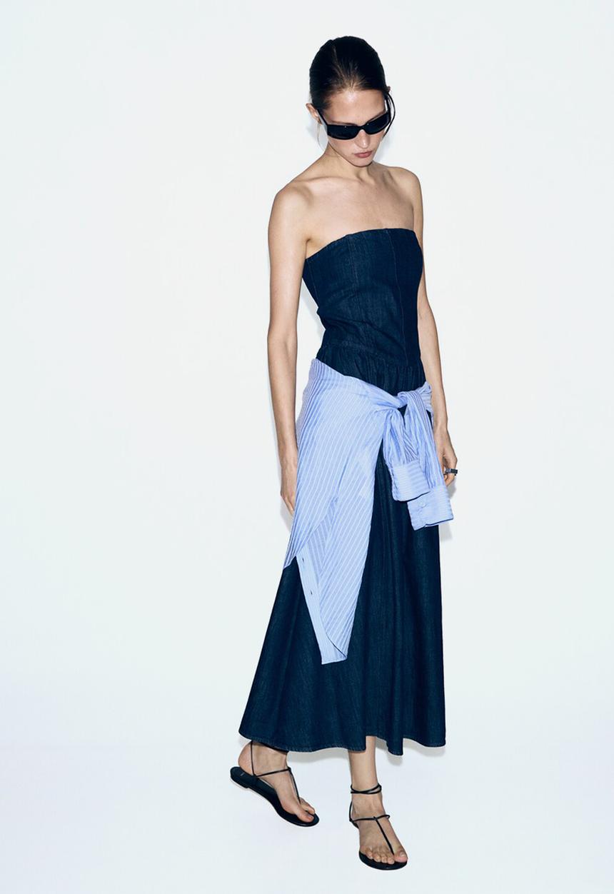 MANGO - Dress april - open blue
