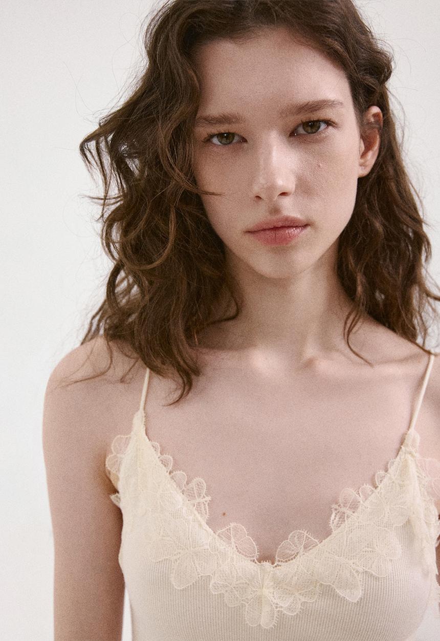 MANGO - Top roma - light beige