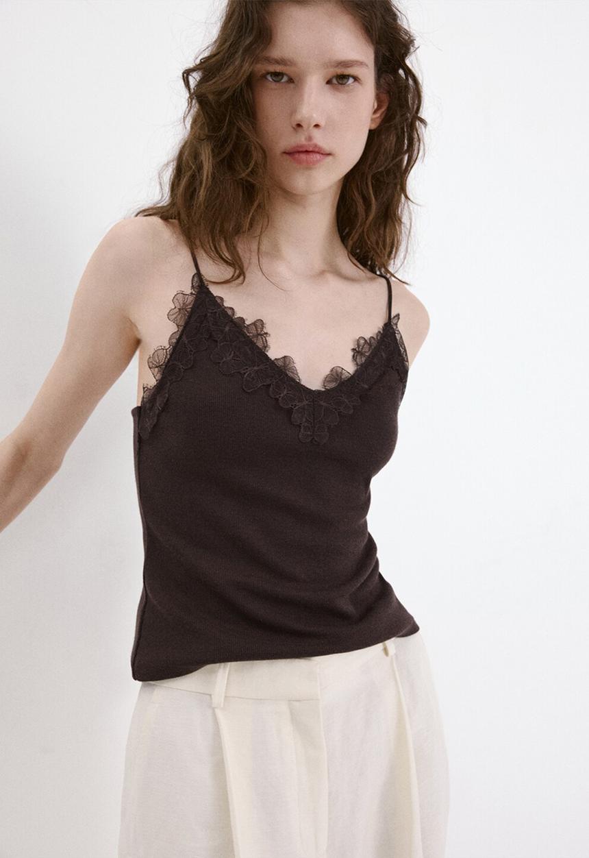 MANGO - Top roma - brown