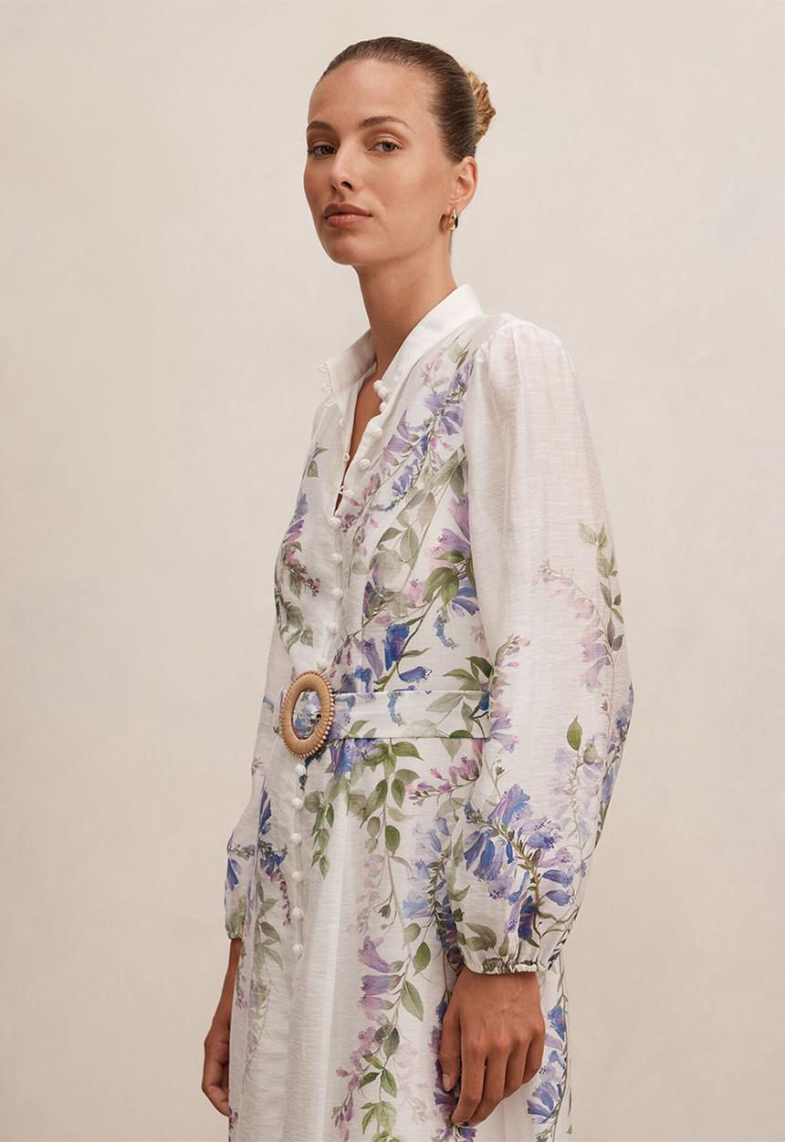 Forever New - Sheridan placement print midi dress - wisteria floral