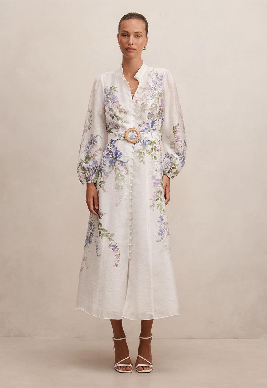 Forever New - Sheridan placement print midi dress - wisteria floral