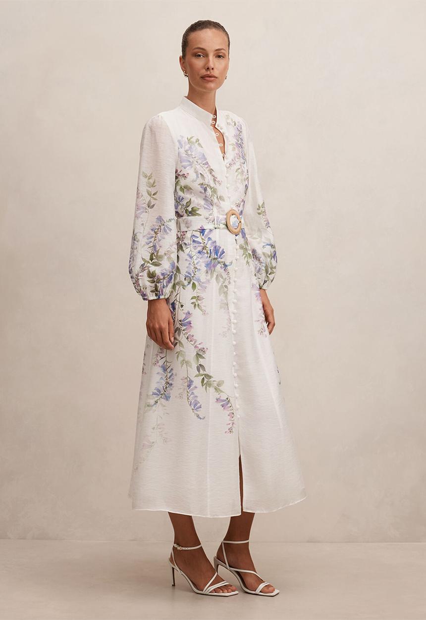 Forever New - Sheridan placement print midi dress - wisteria floral