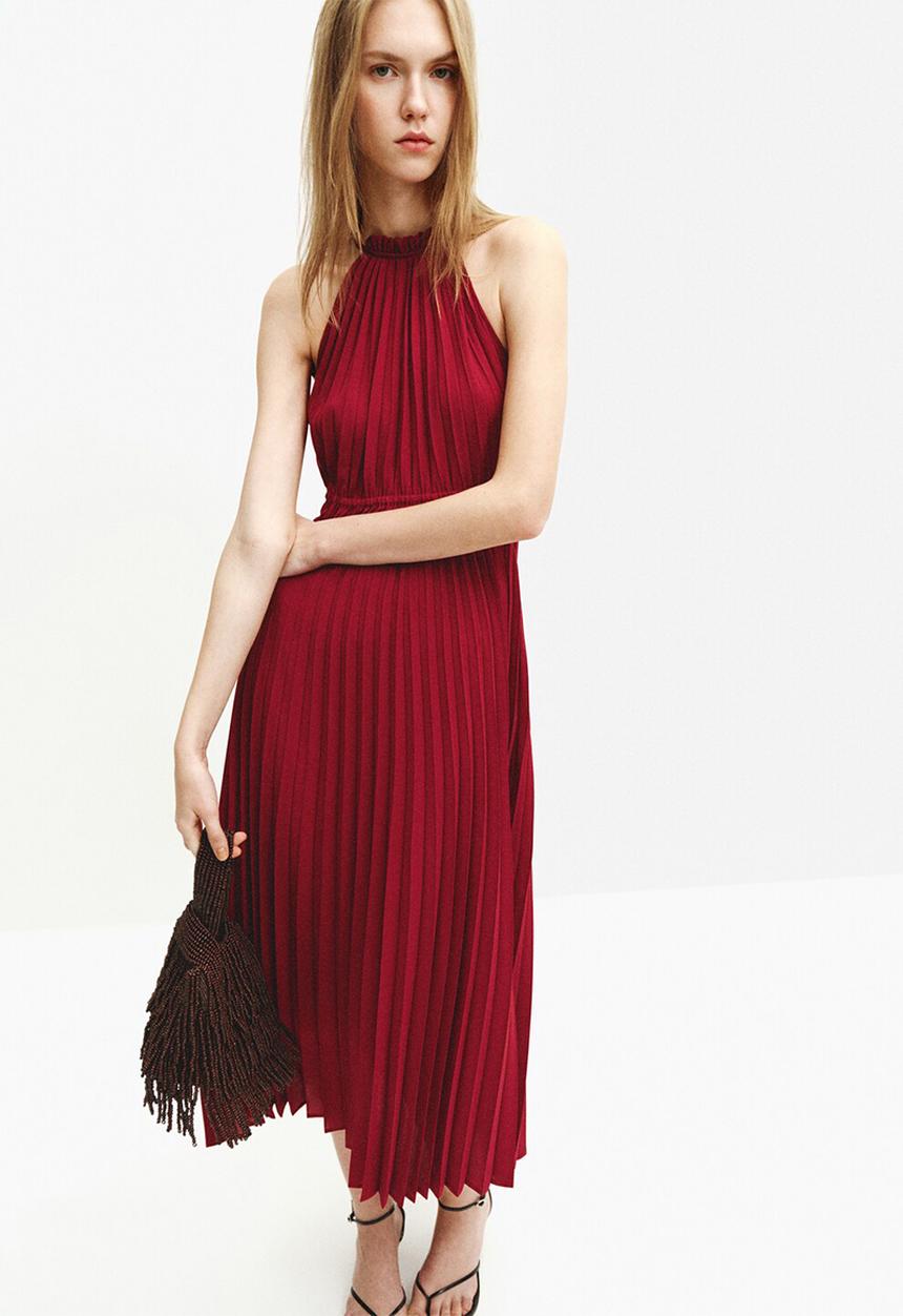MANGO - Dress bow - dark red