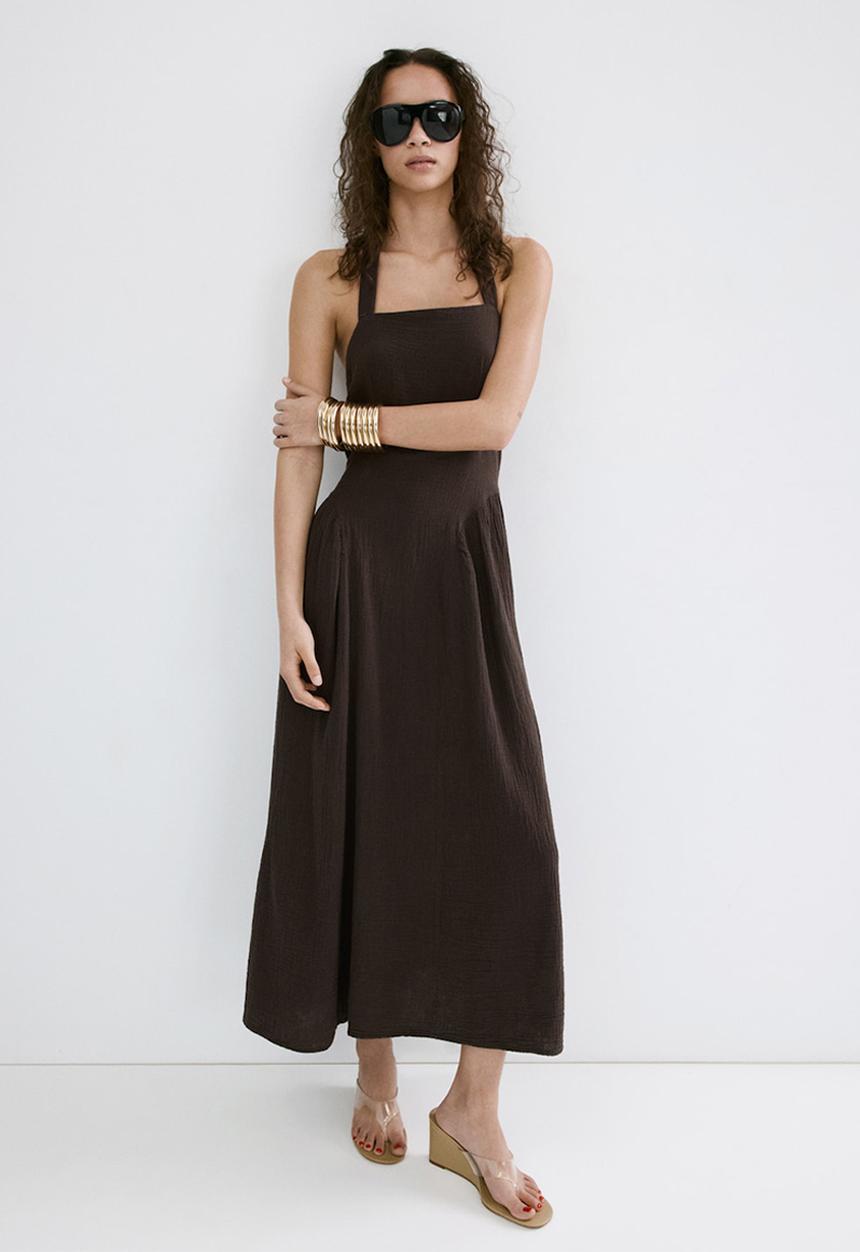 MANGO - Dress calella - dark brown